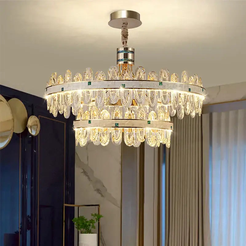 DecorBites™ 2024 High-End Villa Crystal Chandelier with Hollow Design for Luxurious Living Rooms