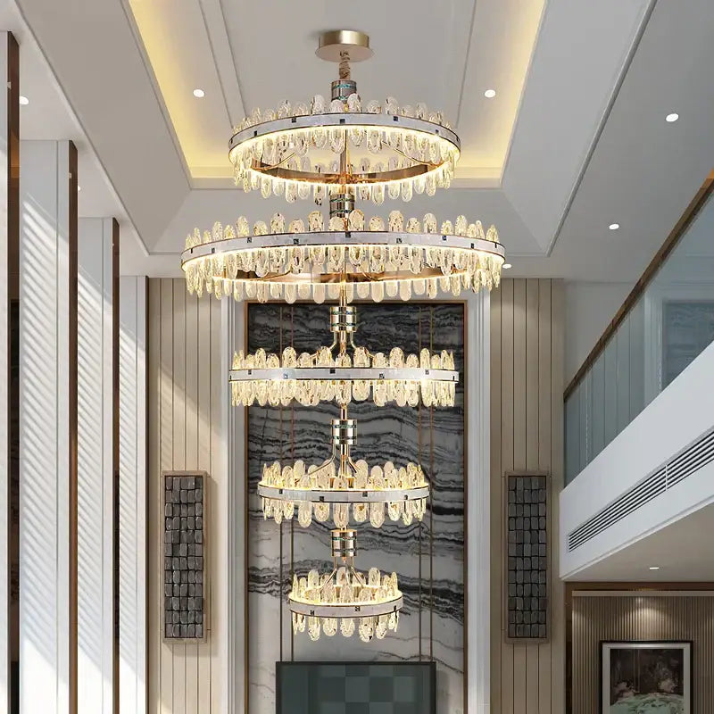 DecorBites™ 2024 High-End Villa Crystal Chandelier with Hollow Design for Luxurious Living Rooms