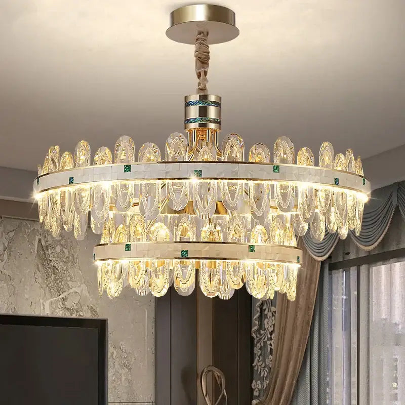 DecorBites™ 2024 High-End Villa Crystal Chandelier with Hollow Design for Luxurious Living Rooms