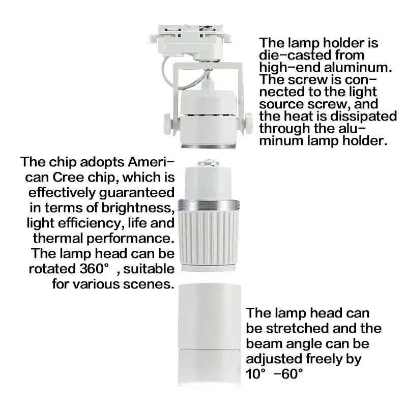 DecorBites™ 25W Dimmable LED Spotlight: Adjustable Beam Angle, High Quality Track Lighting
