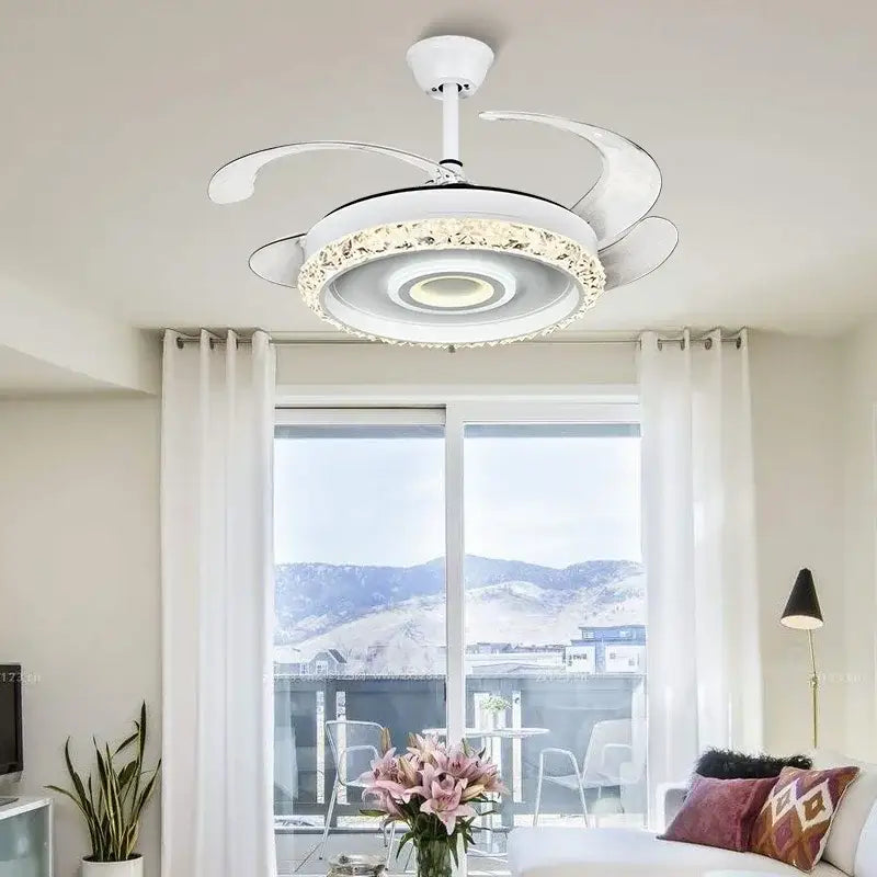 DecorBites™ 42" ثريا مروحة بتصميم أوراق الشجر، إضاءة مروحة غير مرئية لغرفة النوم وغرفة الطعام
