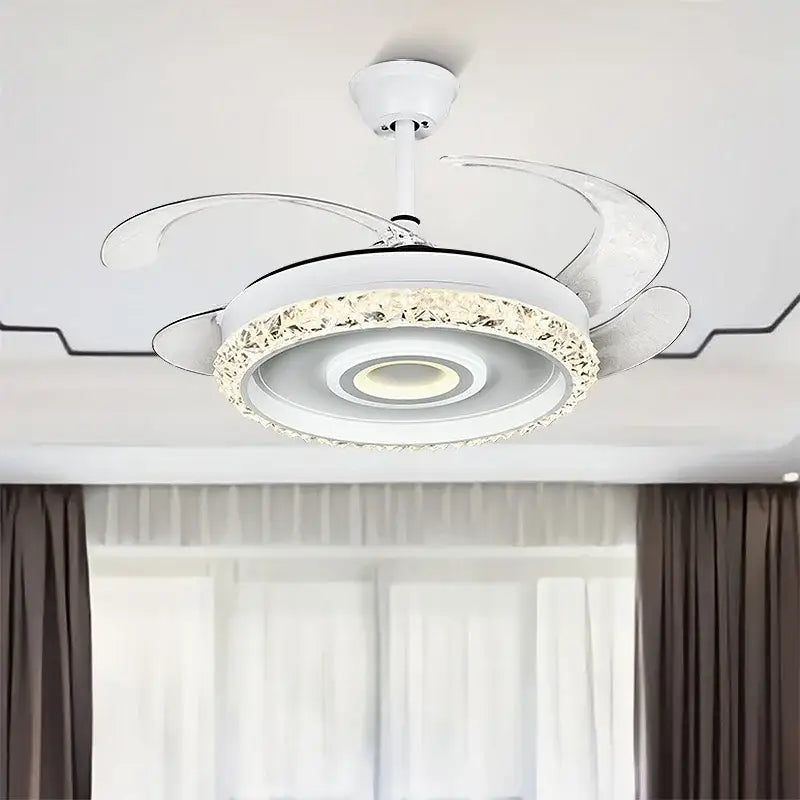 DecorBites™ 42" ثريا مروحة بتصميم أوراق الشجر، إضاءة مروحة غير مرئية لغرفة النوم وغرفة الطعام