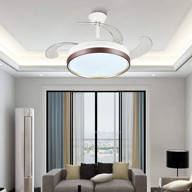DecorBites™ 42" Modern Black White LED Ceiling Fan Remote Control Lighting for Dining Room Bedroom