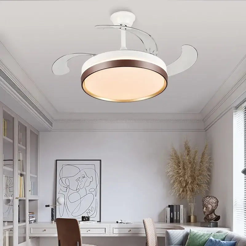 DecorBites™ 42" Modern Black White LED Ceiling Fan Remote Control Lighting for Dining Room Bedroom