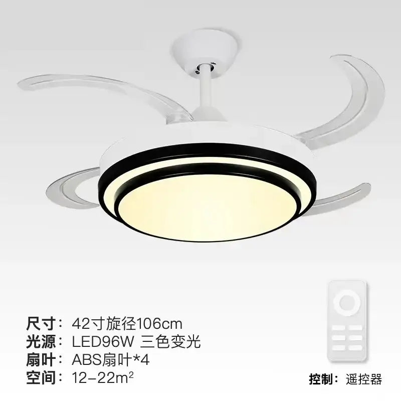 DecorBites™ 42" Retractable LED Ceiling Fan, Remote Control, Modern Design