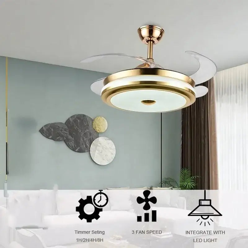 DecorBites™ 42" Smart LED Ceiling Fan Light with Retractable Blades and Remote Control