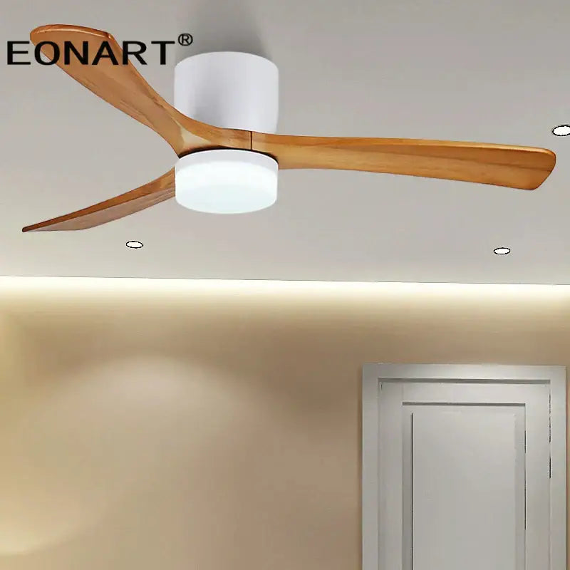 DecorBites™ 48-Inch Wooden LED DC Ceiling Fan with Remote Control White Wood