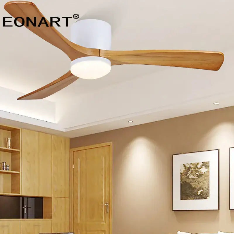 DecorBites™ 48-Inch Wooden LED DC Ceiling Fan with Remote Control White Wood