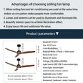 DecorBites™ 52" Black Wood Ceiling Fan with LED Light and Remote Control
