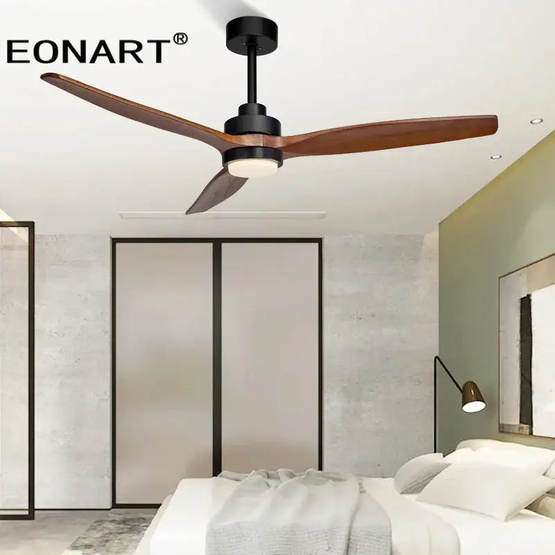 DecorBites™ 52" Black Wood Ceiling Fan with LED Light and Remote Control