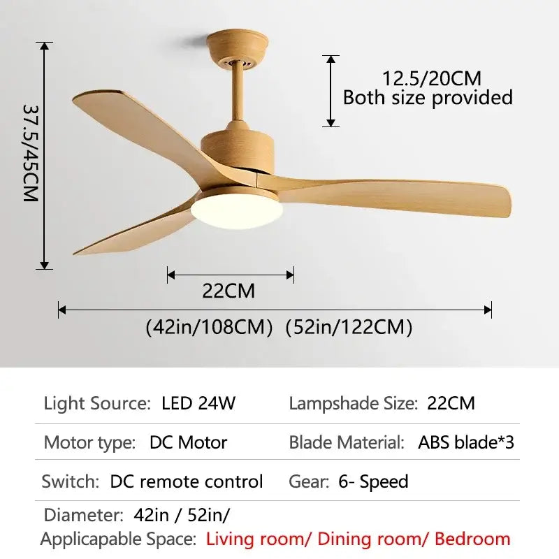 DecorBites™ 52" DC Motor Ceiling Fan with LED Light & Remote Control