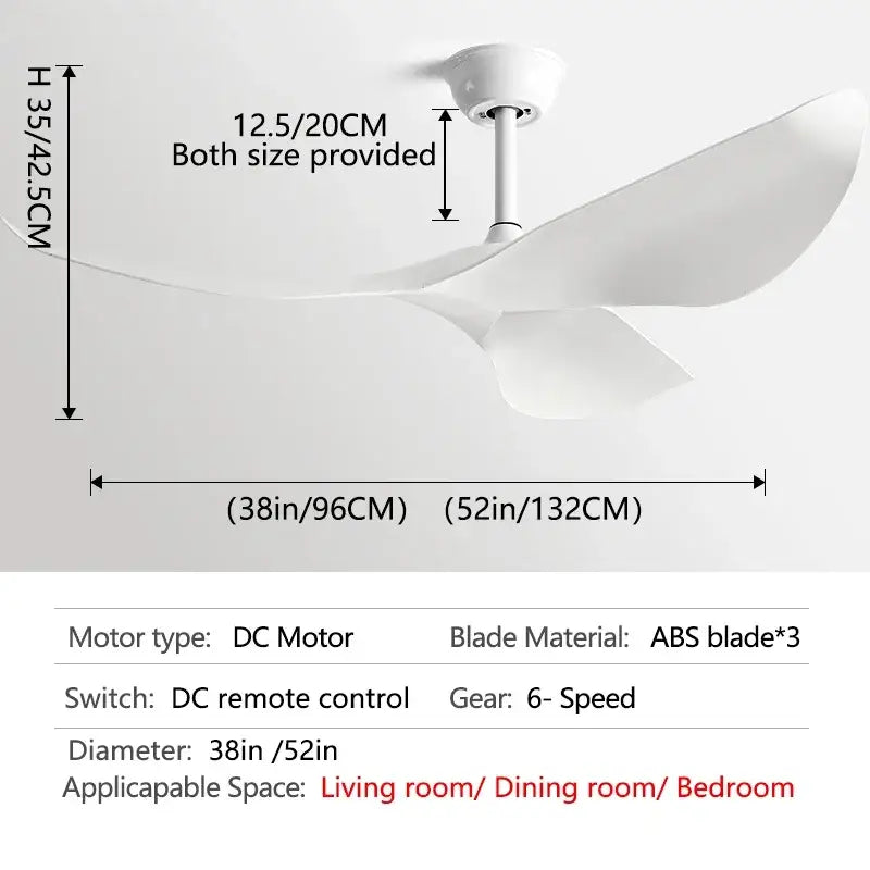 DecorBites™ 52" Modern DC Ceiling Fan with Remote Control for Living Room, Restaurant, Office