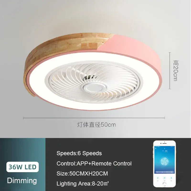DecorBites™ 52CM Ceiling Fan Light 6 Speeds Reversible Blades 36W Living Dining Room