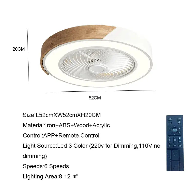 DecorBites™ 52CM Ceiling Fan Light 6 Speeds Reversible Blades 36W Living Dining Room