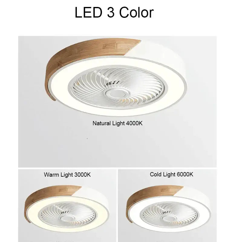 DecorBites™ 52CM DC Motor Ceiling Fan Light 6 Speeds 36W Wood Fans Lamp