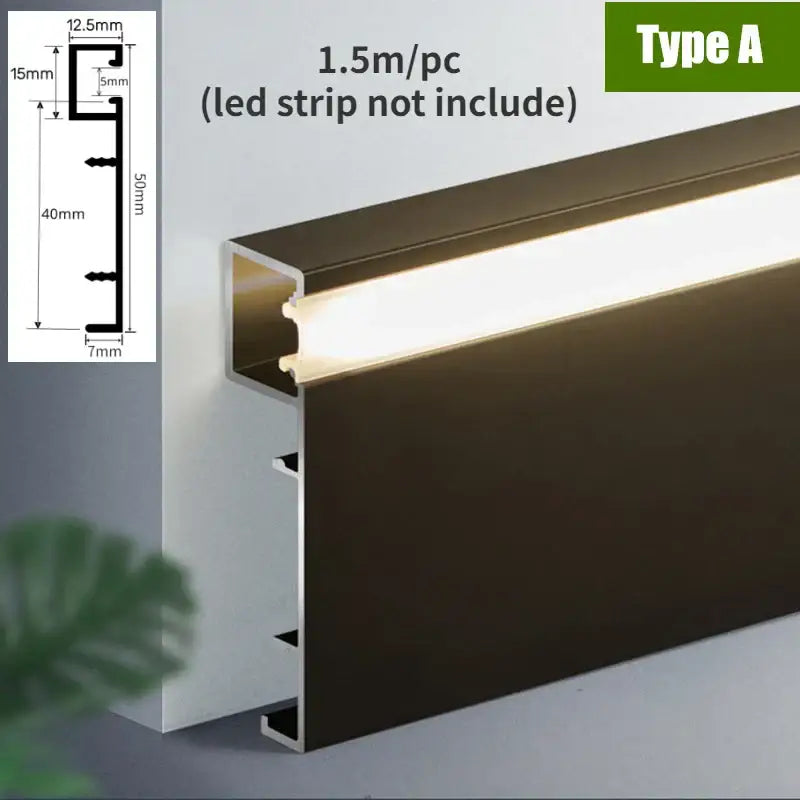 DecorBites™ 5cm LED Aluminium Profile Baseboard for Surface Mounted Linear Lighting
