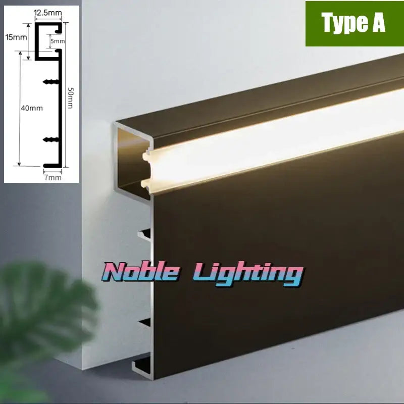 DecorBites™ 5cm LED Aluminium Profile Baseboard for Surface Mounted Linear Lighting