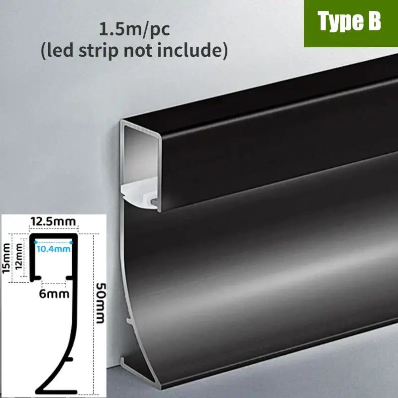 DecorBites™ 5cm LED Aluminium Profile Baseboard for Surface Mounted Linear Lighting