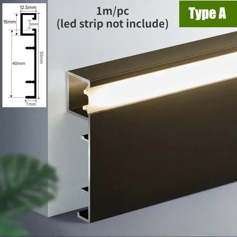 DecorBites™ 5cm LED Aluminium Profile Baseboard for Surface Mounted Linear Lighting