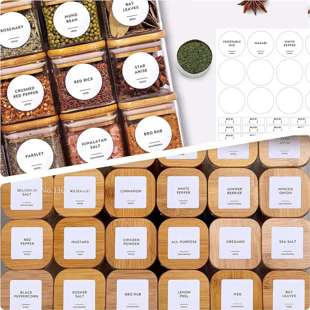 DecorBites™ 5oz Glass Jars Set with Bamboo Lids for Tea Coffee Beans Storage