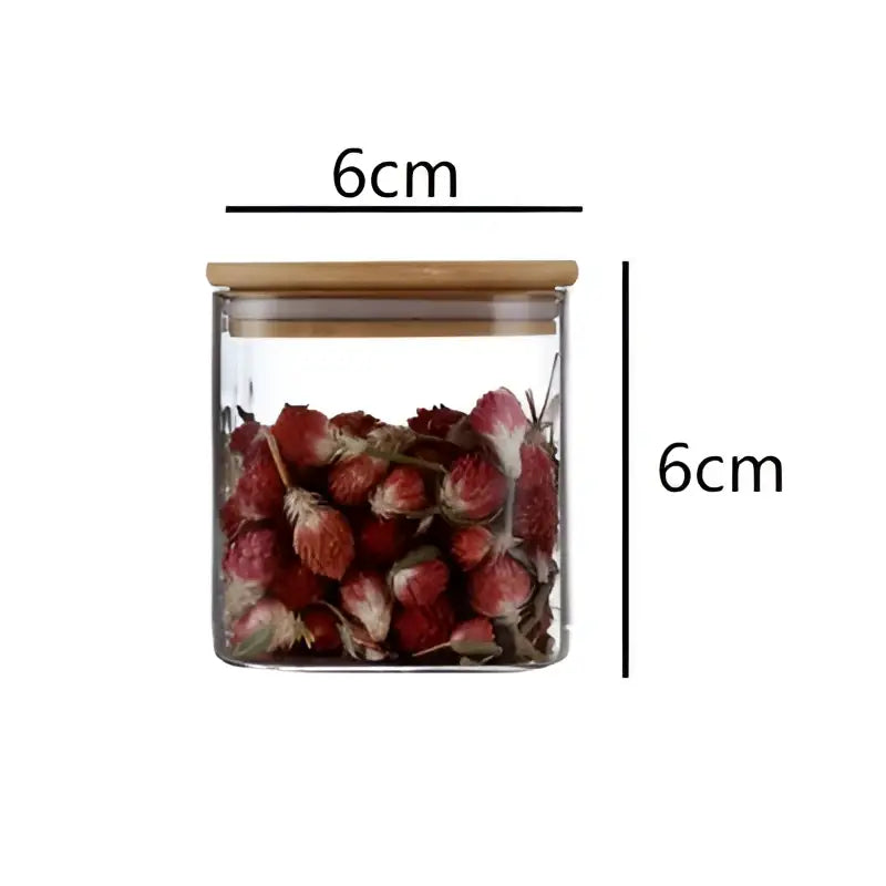 DecorBites™ 5oz Glass Jars Set with Bamboo Lids for Tea Coffee Beans Storage