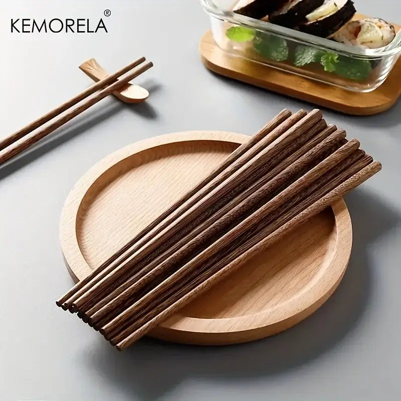 DecorBites™ 5PCS Natural Wooden Chopsticks - Japanese Hotel Restaurant Special Chopsticks For Ramen Rice