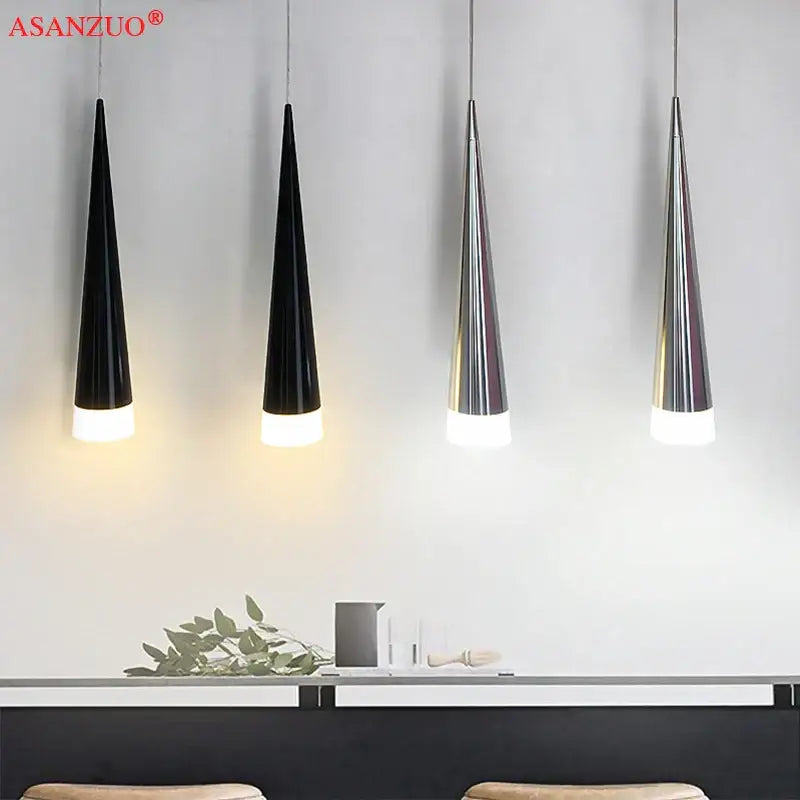 DecorBites™ 5W LED Pendant Light - Silver/Black Aluminum Tube Fixture for Kitchen Island