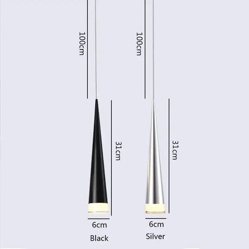 DecorBites™ 5W LED Pendant Light - Silver/Black Aluminum Tube Fixture for Kitchen Island