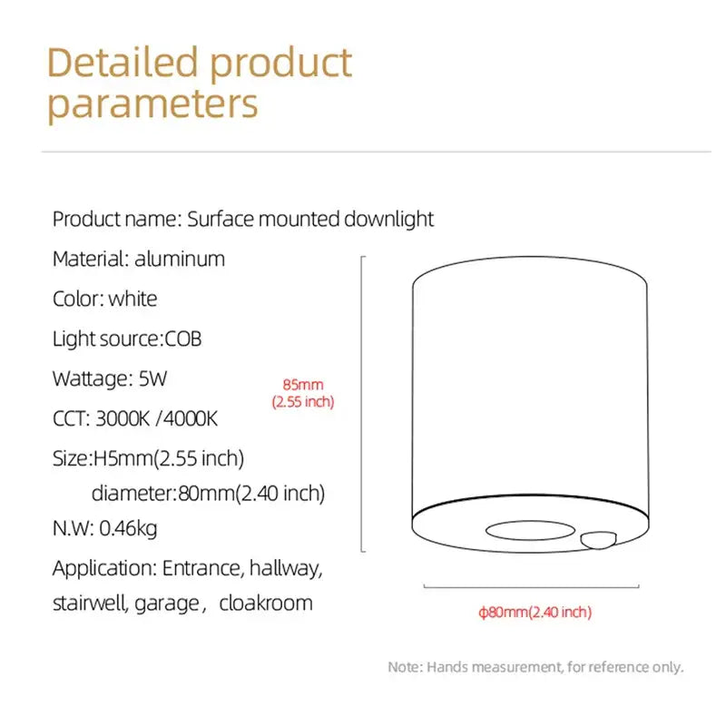 DecorBites™ 5W LED Sensor Downlight: Human Body Detection, White, Anti-glare, Surface Mount