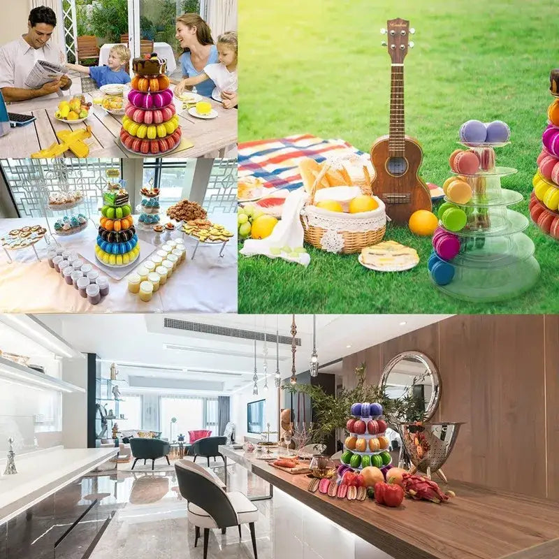 DecorBites™ 6/4 Tier Macaron Tower Stand Cake Display for Wedding Birthday Baby Shower