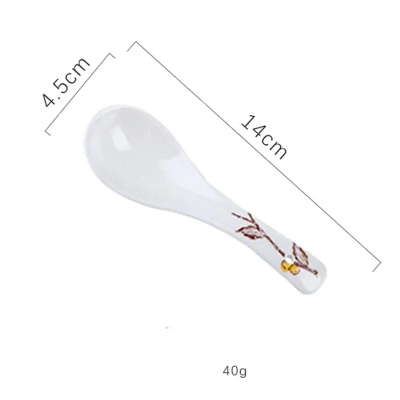 DecorBites™ 6.5inch Retro Ceramic Ramen Bowl Set with Lid, Chopsticks, and Spoons