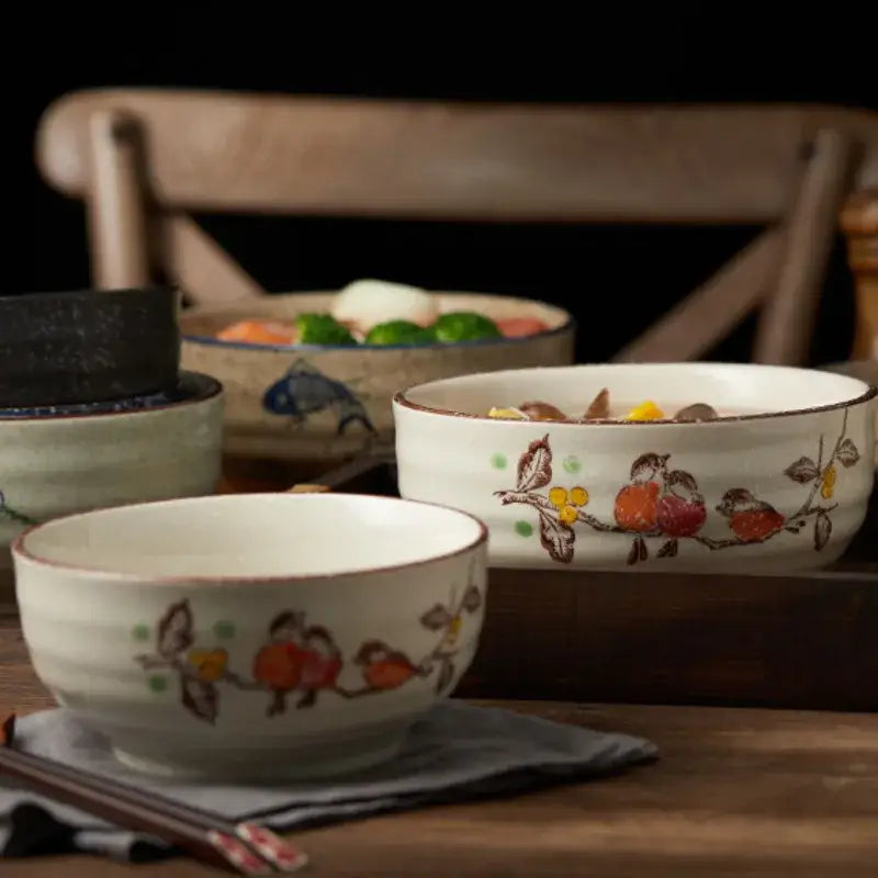 DecorBites™ 6/7 Inch Ceramic Ramen Bowl - Large Soup Noodle Bowl for Kitchen and Hotel Use