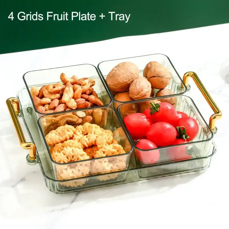 DecorBites™ 6-Grid Divided Fruit Plate Snack Dish Dry Fruit Tray Light Luxury Tray