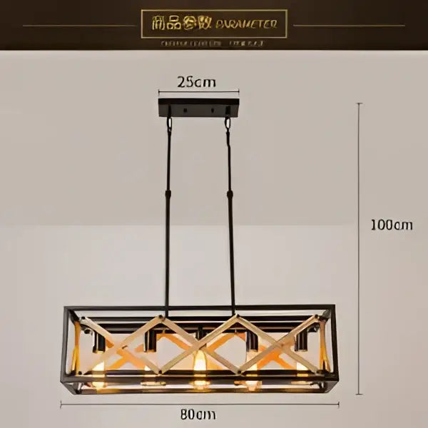 DecorBites™ 6-Head Industrial Style Pendant Lamp - Retro Solid Wood Iron Table Light