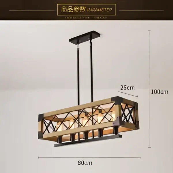 DecorBites™ 6-Head Industrial Style Pendant Lamp - Retro Solid Wood Iron Table Light