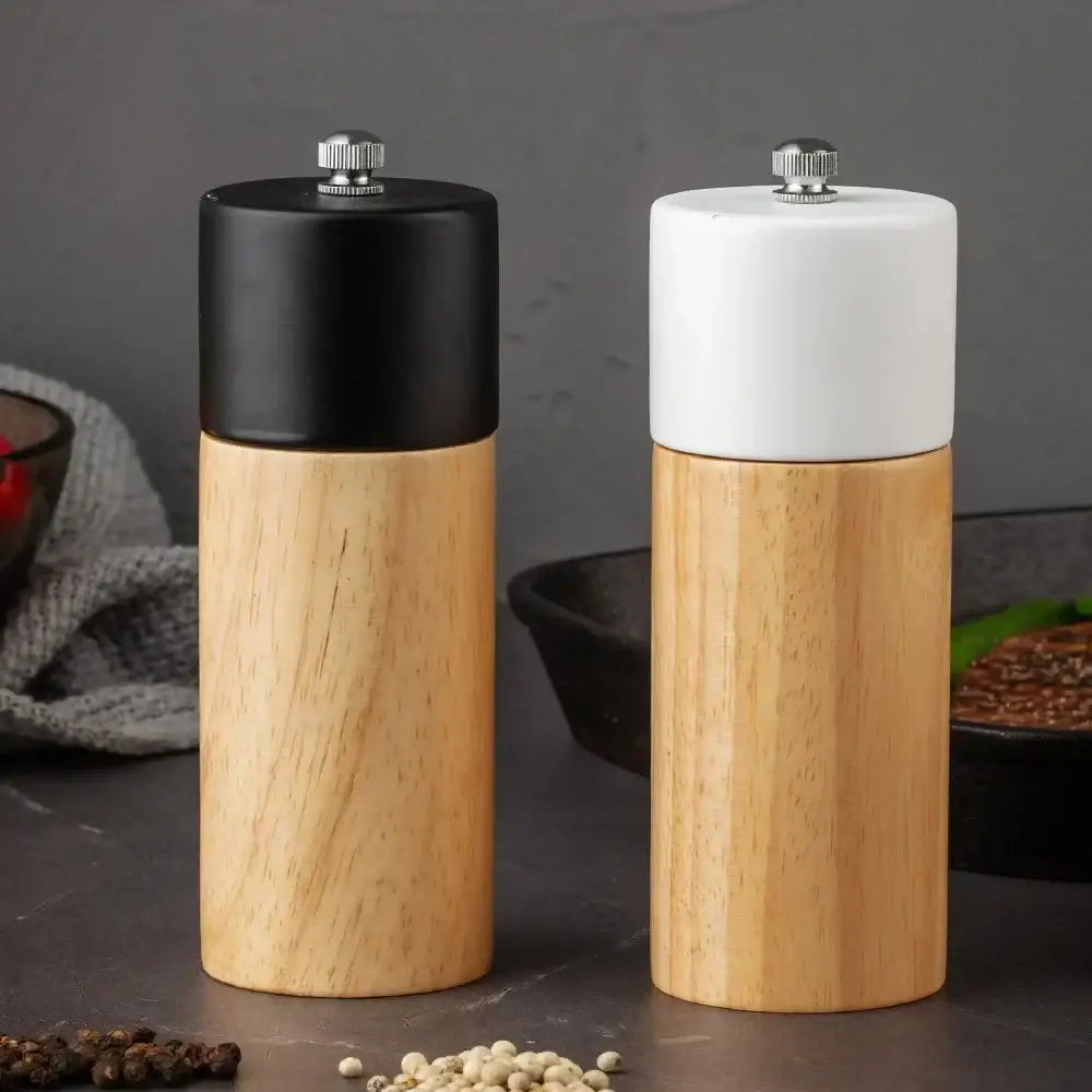 DecorBites™ 6-Inch Manual Wooden Salt Pepper Grinder, Multi-Purpose Ceramic Kitchen Tool