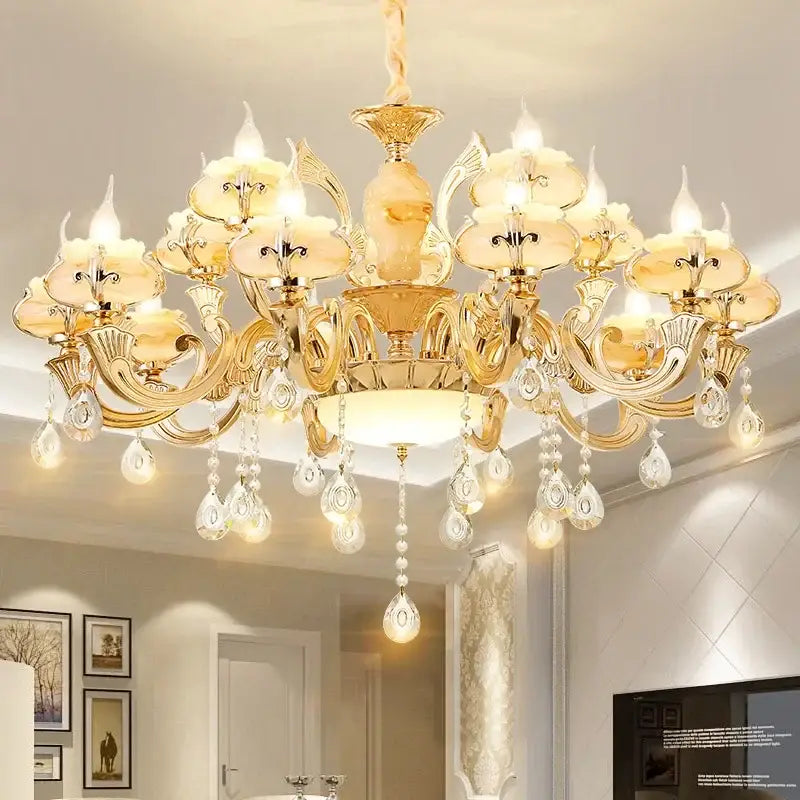 DecorBites™ 6-Light LED Dolomite Chandelier for Foyer, Living Room, Kitchen - Modern Ceiling Lighting