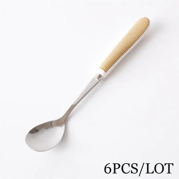DecorBites™ 6-Piece Coffee Spoon Set, European Bone China & Stainless Steel Tableware