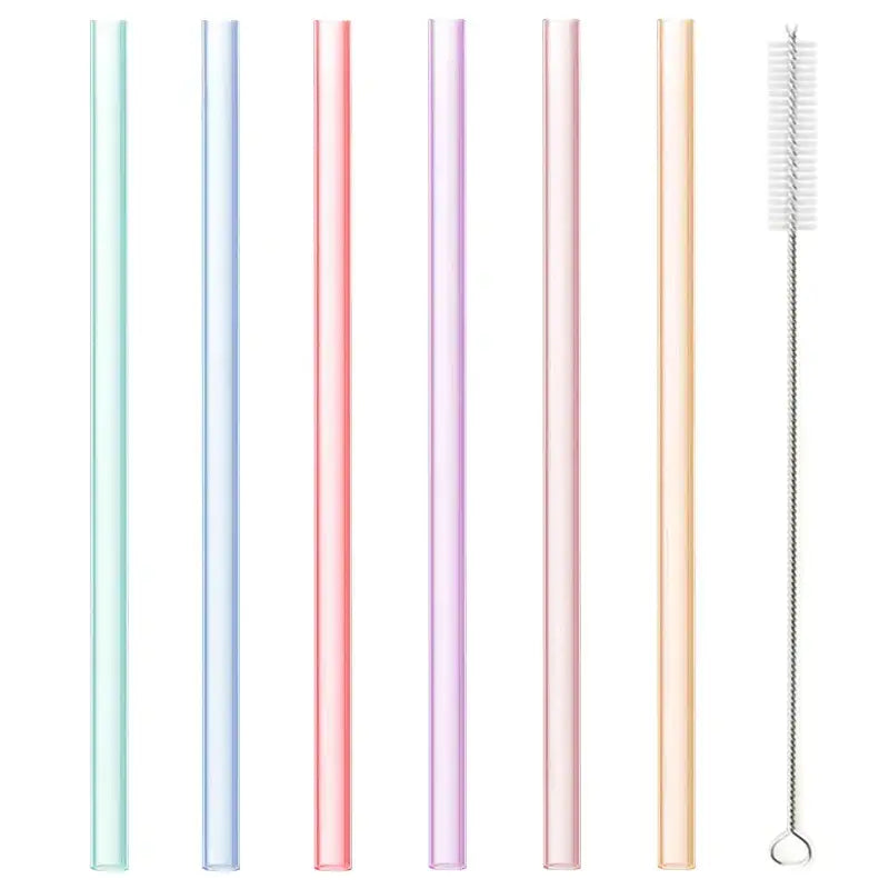 DecorBites™ 6-Piece Reusable Silicone Straws Set with Cleaning Brush - Eco-Friendly Party Accessories