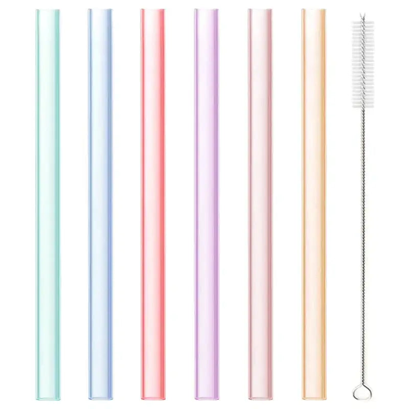 DecorBites™ 6-Piece Reusable Silicone Straws Set with Cleaning Brush - Eco-Friendly Party Accessories