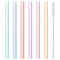 DecorBites™ 6-Piece Reusable Silicone Straws Set with Cleaning Brush - Eco-Friendly Party Accessories