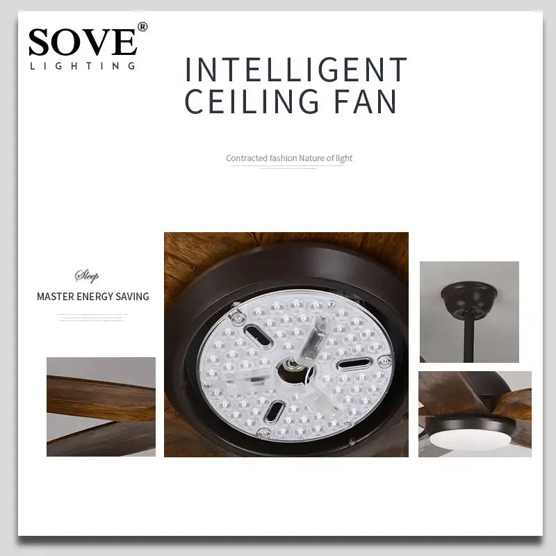 DecorBites™ 60" Wood Blade Ceiling Fan with LED Light & Remote Control