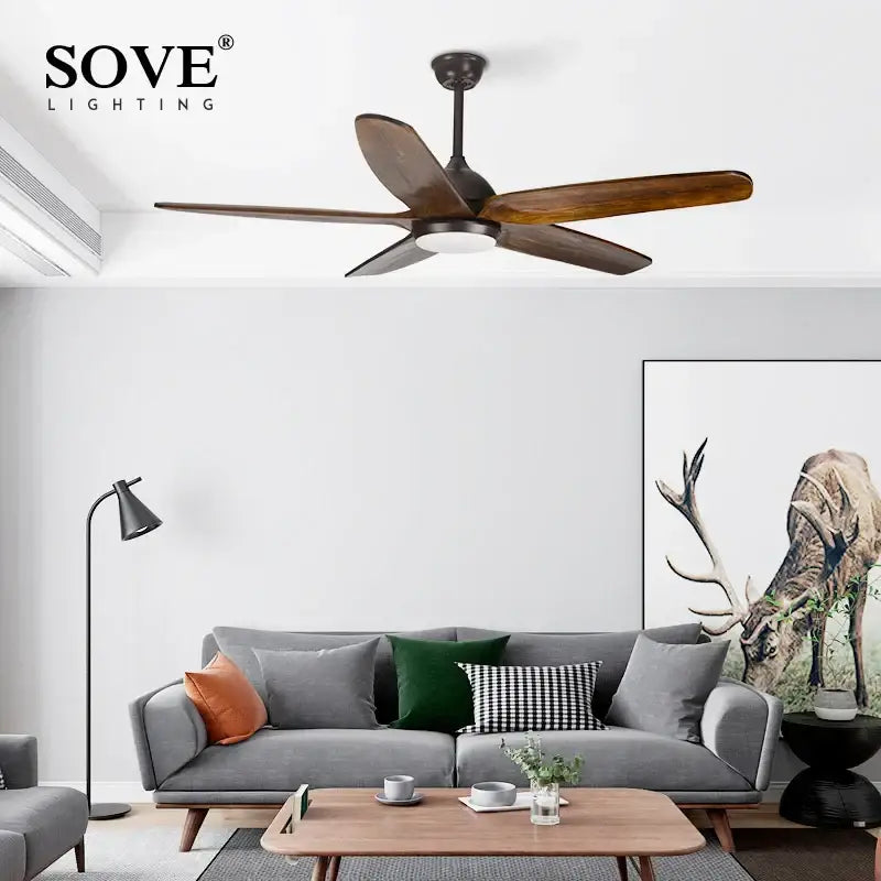 DecorBites™ 60" Wood Blade Ceiling Fan with LED Light & Remote Control