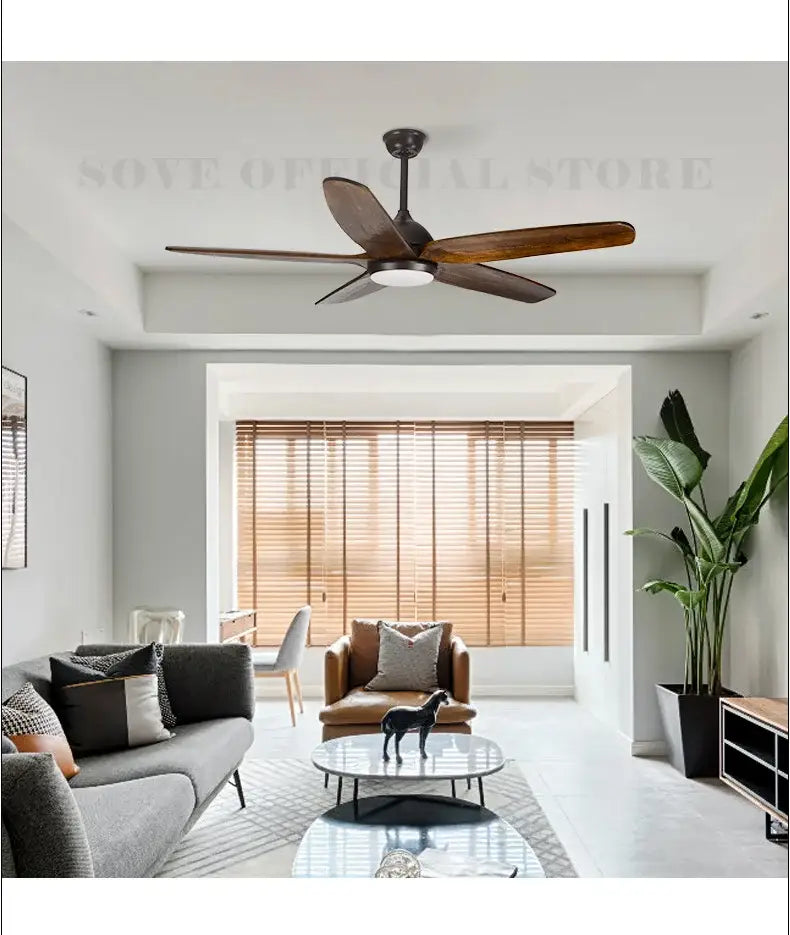 DecorBites™ 60" Wood Blade Ceiling Fan with LED Light & Remote Control