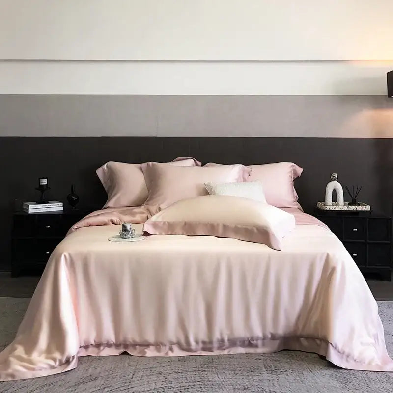 DecorBites™ 600TC Lyocell Eucalyptus Fiber Bedding Set: Duvet Cover, Bed Sheet, Pillowcases