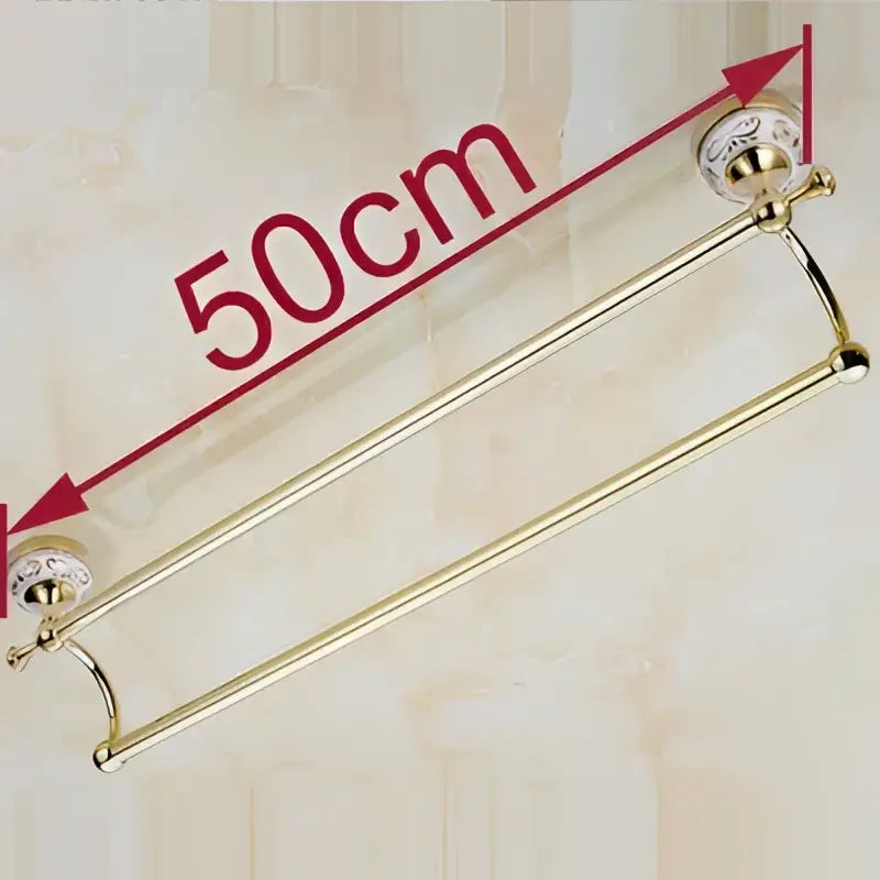 DecorBites™ 60cm Double Towel Bar with Ceramic Gold Finish for Bathroom Accessories.