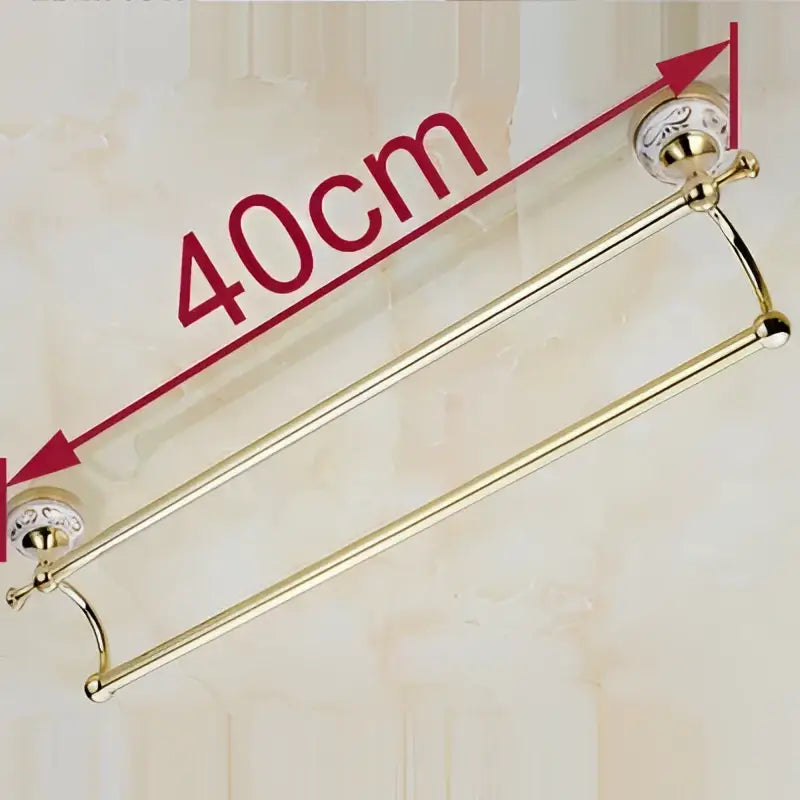 DecorBites™ 60cm Double Towel Bar with Ceramic Gold Finish for Bathroom Accessories.