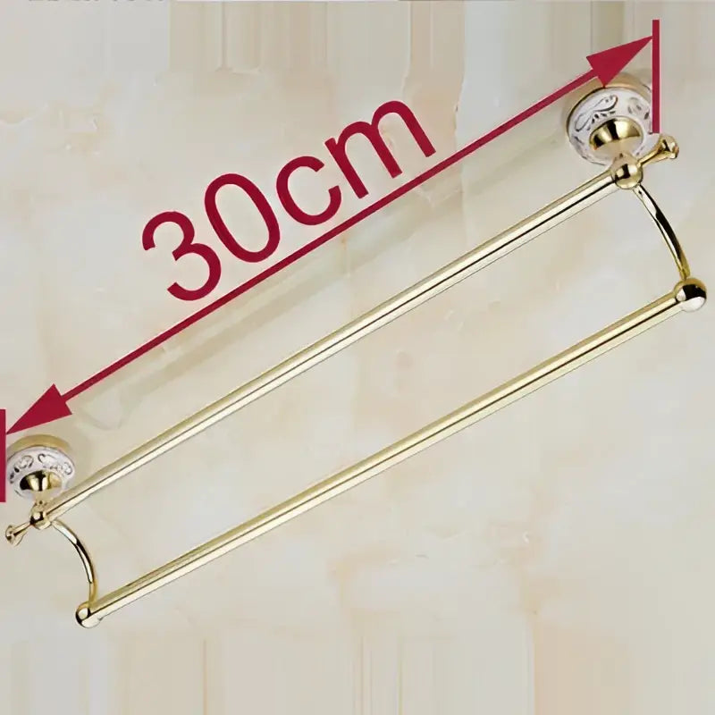 DecorBites™ 60cm Double Towel Bar with Ceramic Gold Finish for Bathroom Accessories.