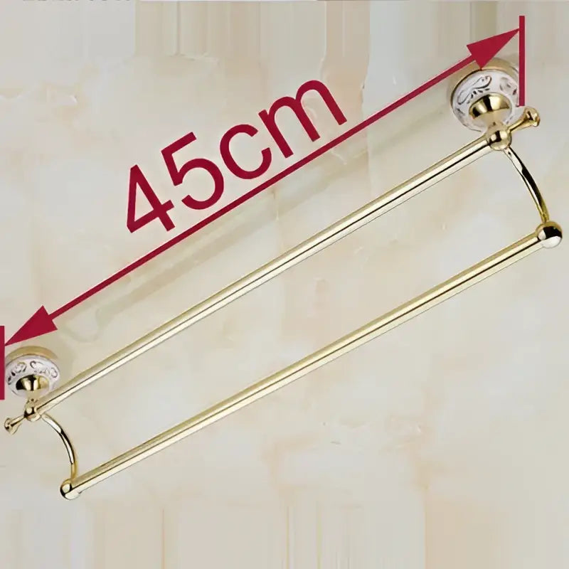 DecorBites™ 60cm Double Towel Bar with Ceramic Gold Finish for Bathroom Accessories.