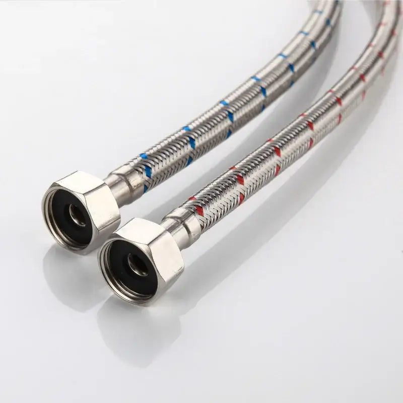 DecorBites™ 60cm Stainless Steel Flexible Plumbing Pipes for Cold Hot Mixer Faucet Water Supply